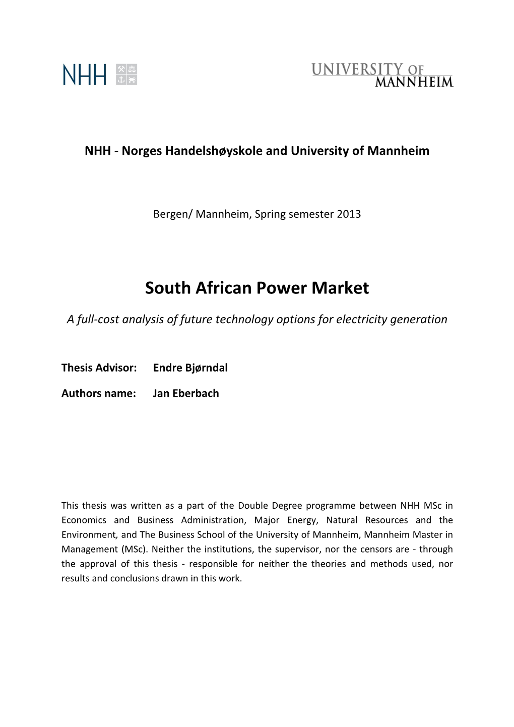 South African Power Market