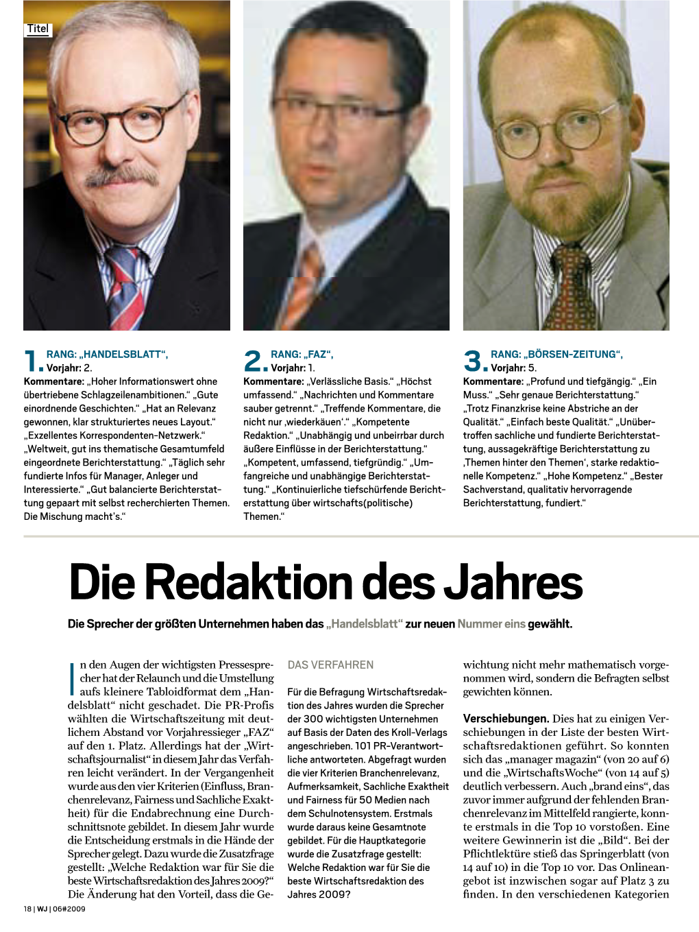 Die Redaktion Des Jahres Die Sprecher Der Größten Unternehmen Haben Das „Handelsblatt“ Zur Neuen Nummer Eins Gewählt