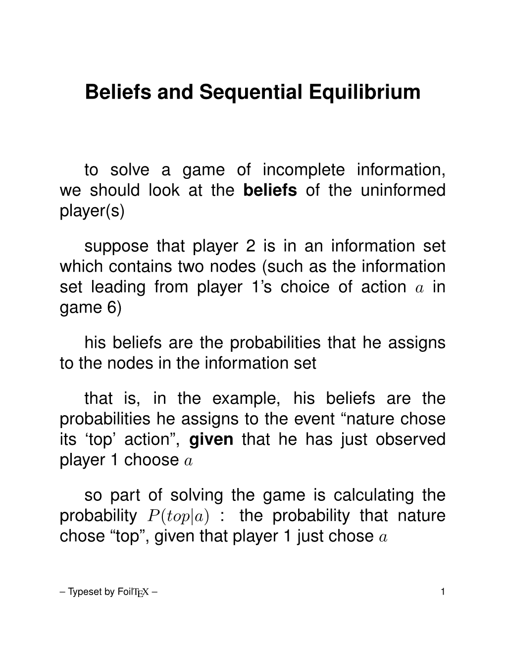 Beliefs and Sequential Equilibrium