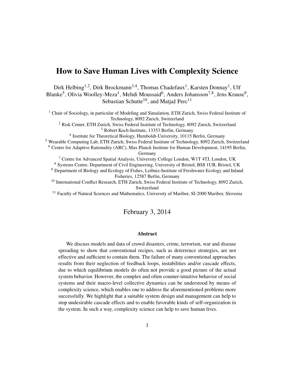 How to Save Human Lives with Complexity Science