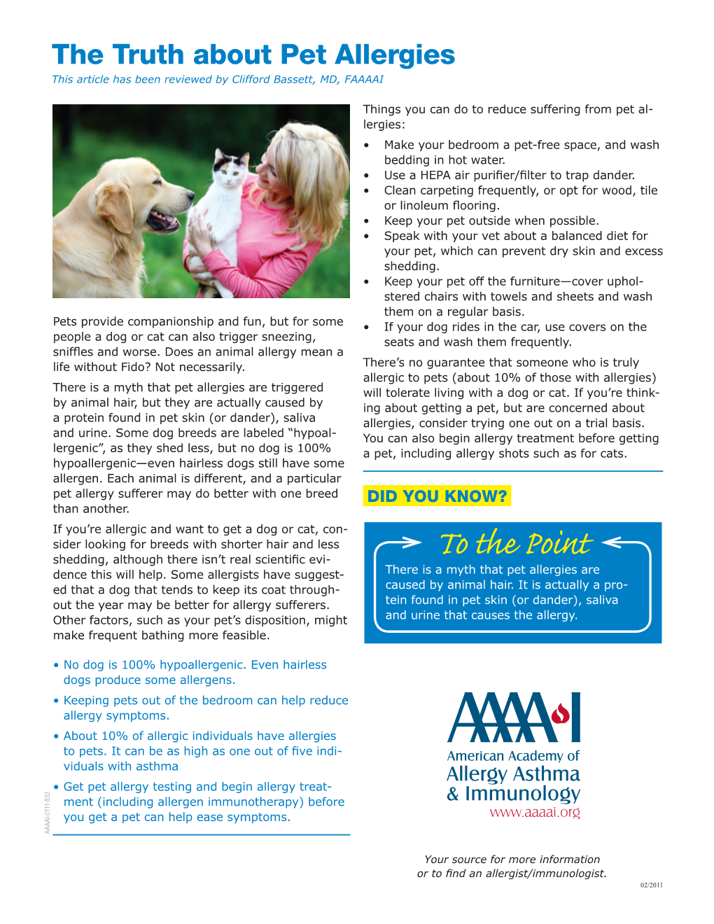 Pet Allergies This Article Has Been Reviewed by Clifford Bassett, MD, FAAAAI