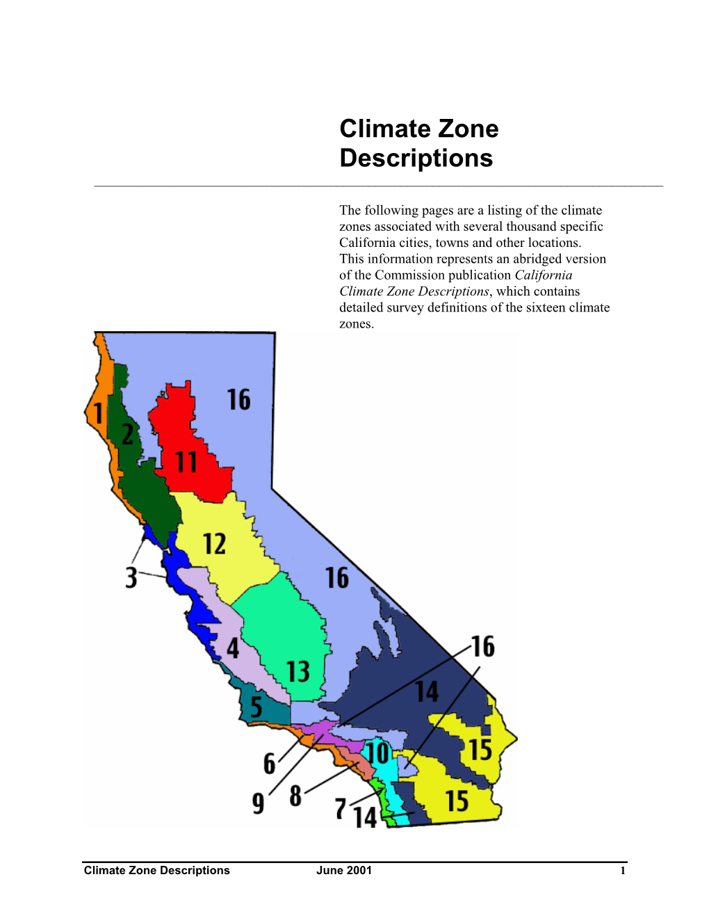 Climate Zone Descriptions ______