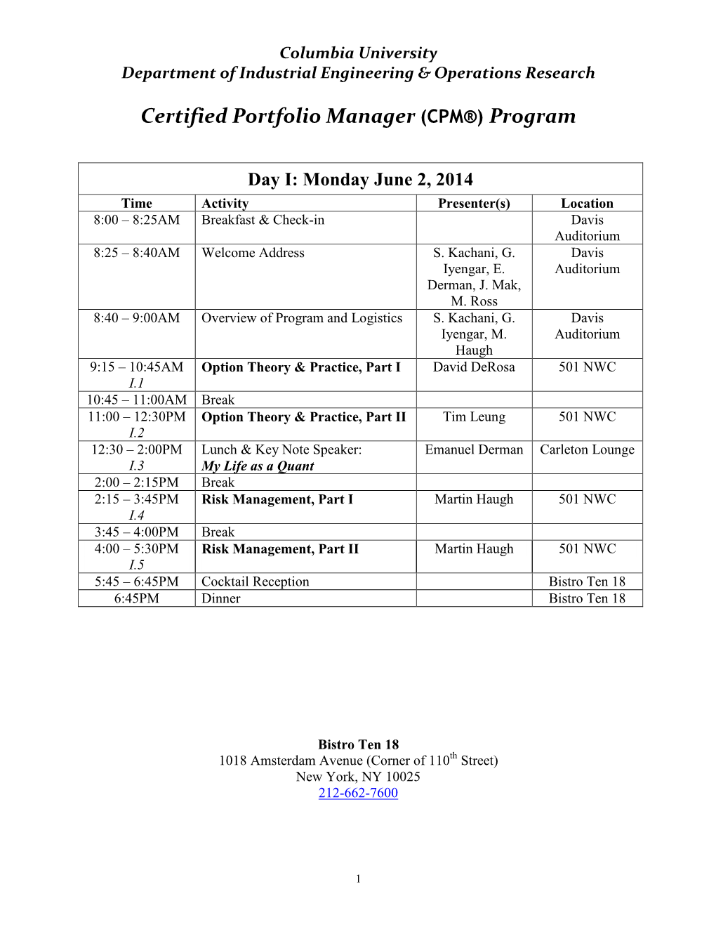 Certified Portfolio Manager (CPM®) Program