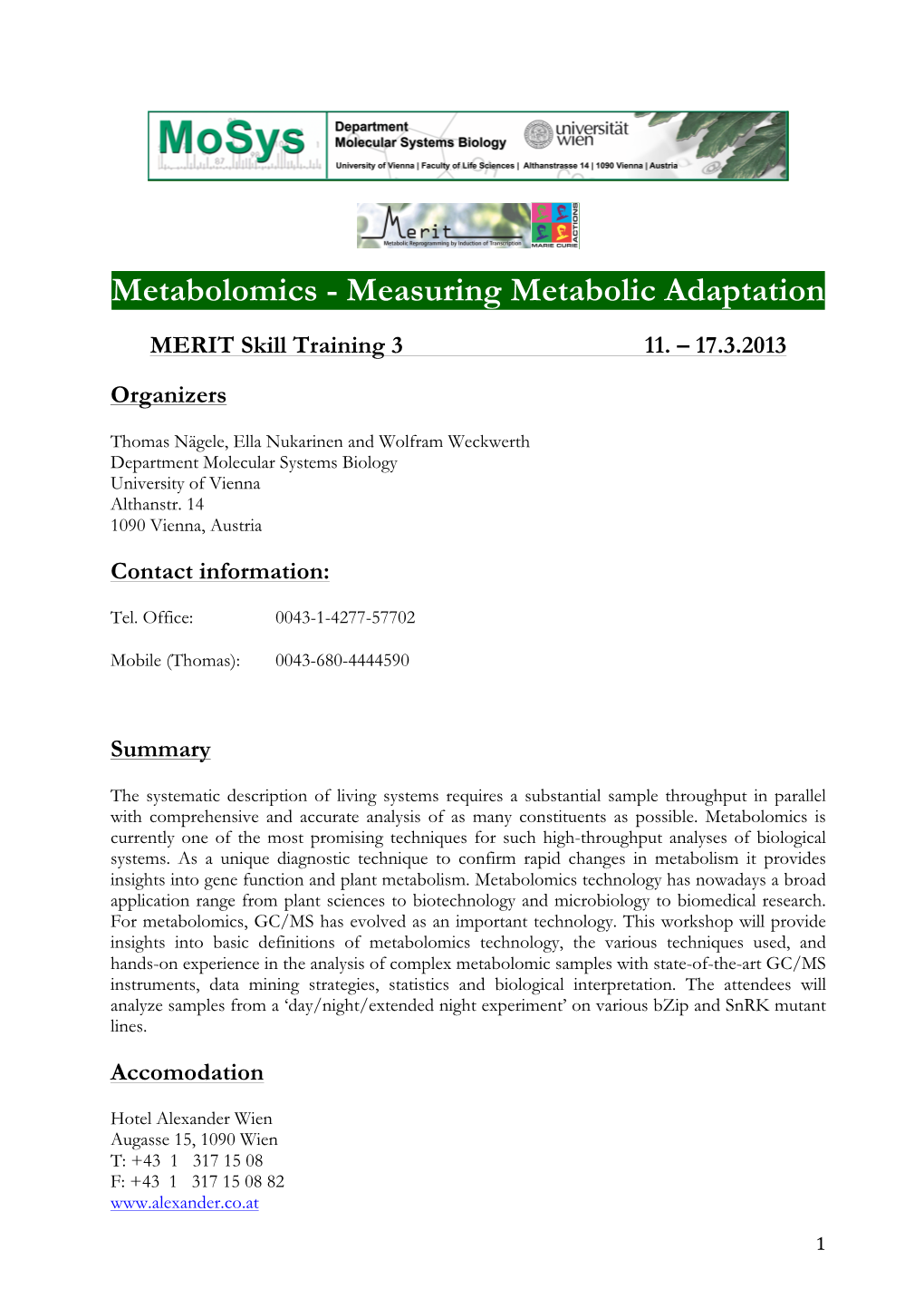 Metabolomics - Measuring Metabolic Adaptation