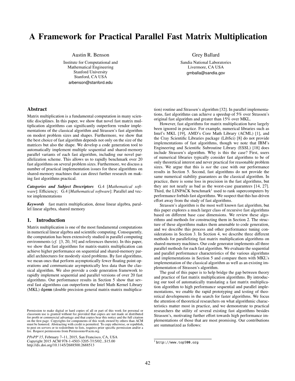 A Framework for Practical Parallel Fast Matrix Multiplication