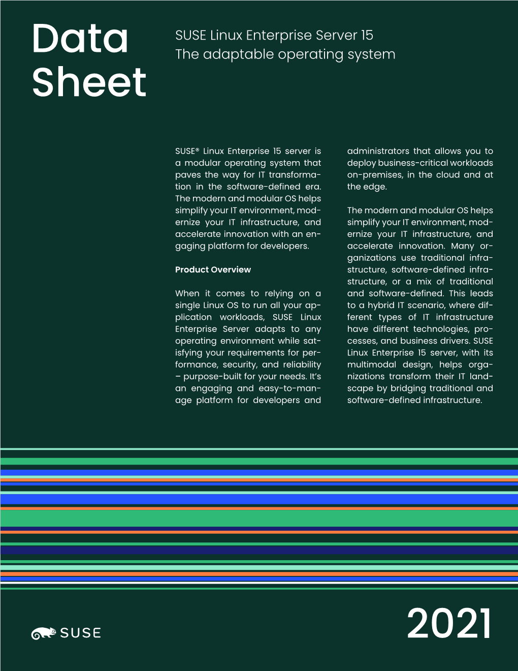 SUSE Linux Enterprise Server 15 Data the Adaptable Operating System Sheet