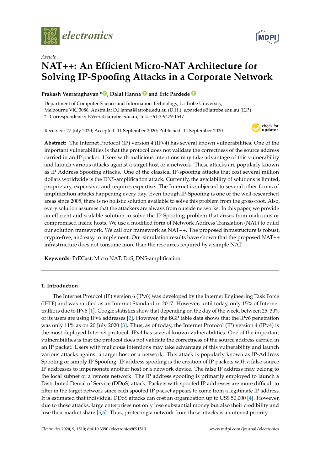 NAT++: an Efficient Micro-NAT Architecture for Solving IP-Spoofing