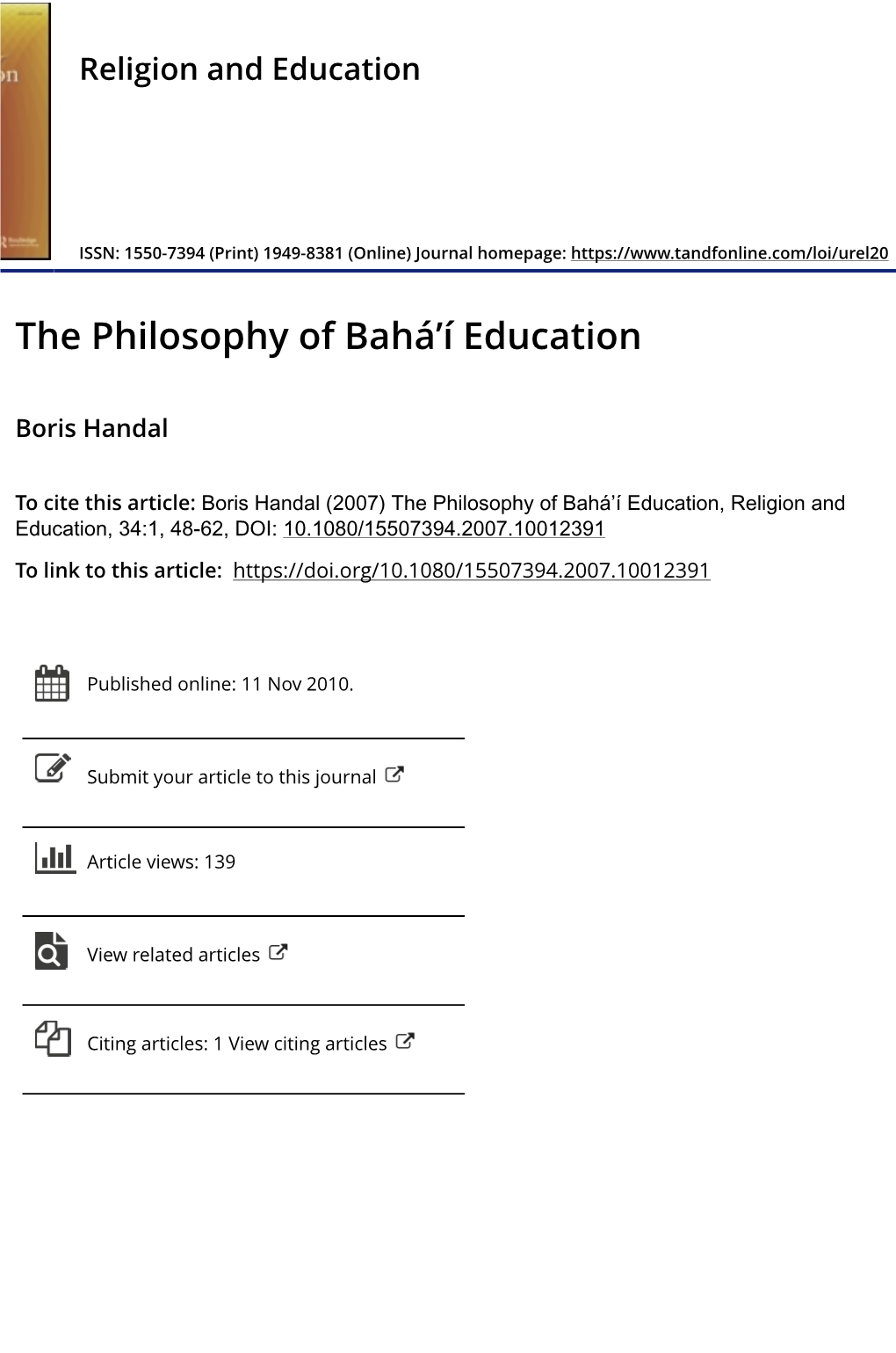 The Philosophy of Bahá'í Education