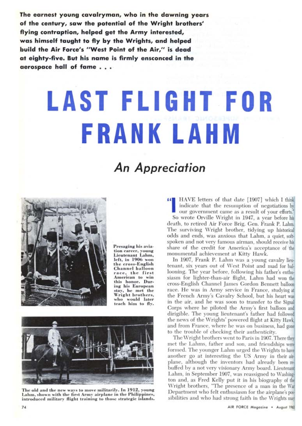 Last Flight for Frank Lahm