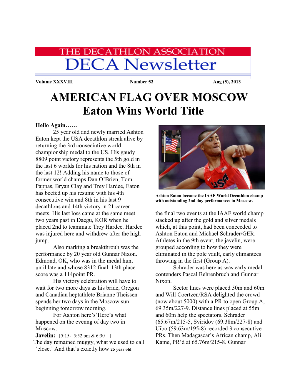 AMERICAN FLAG OVER MOSCOW Eaton Wins World Title