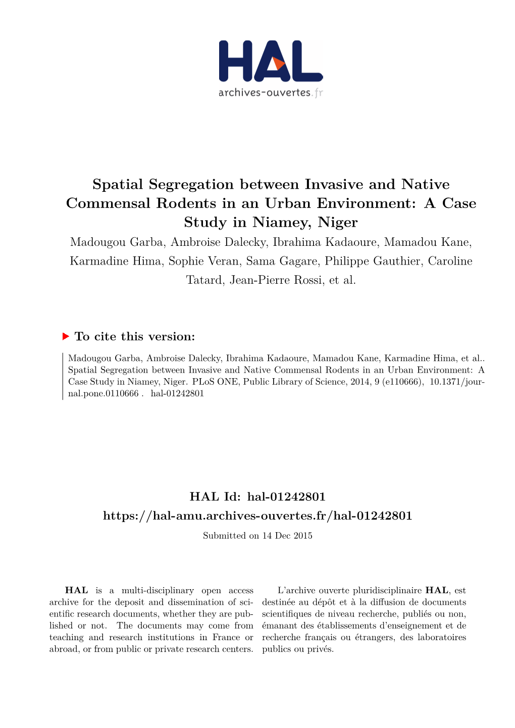 Spatial Segregation Between Invasive and Native Commensal Rodents In