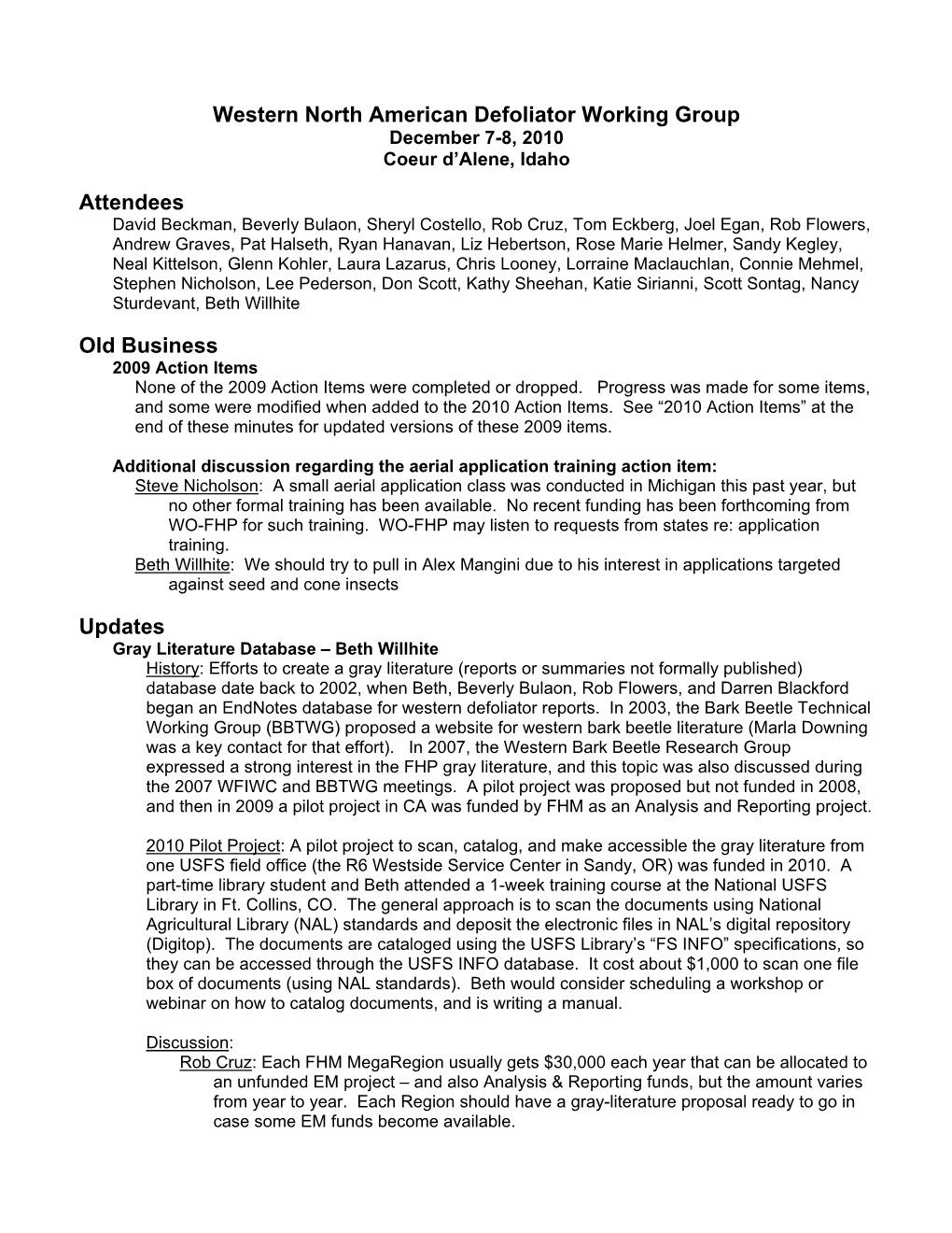 Western North American Defoliator Working Group Attendees Old