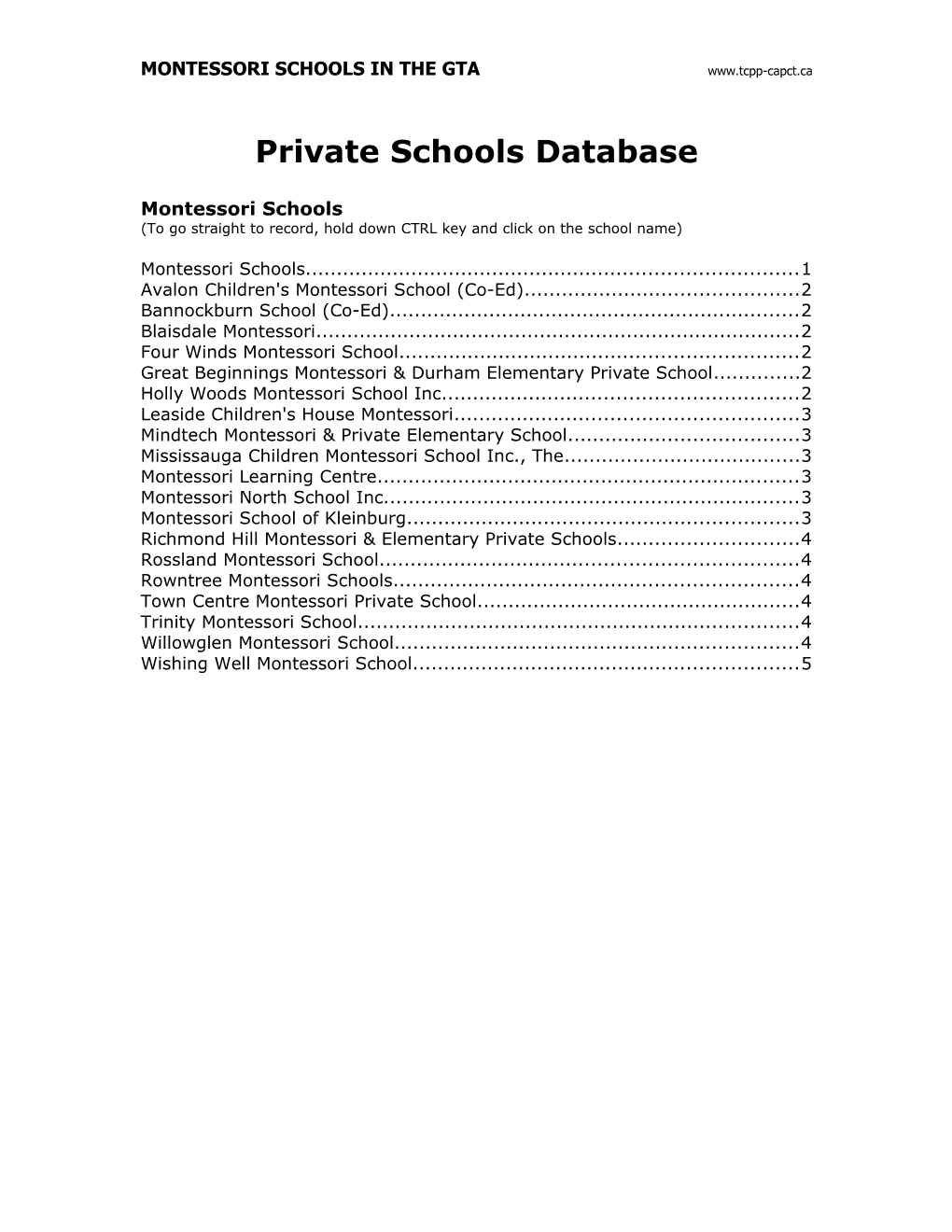 Private Schools Database