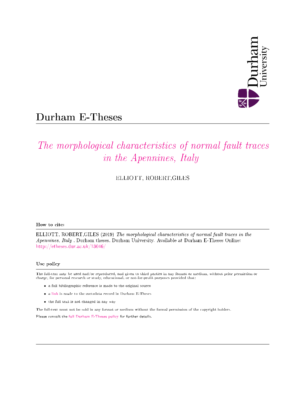 The Morphological Characteristics of Normal Fault Traces in the Apennines, Italy