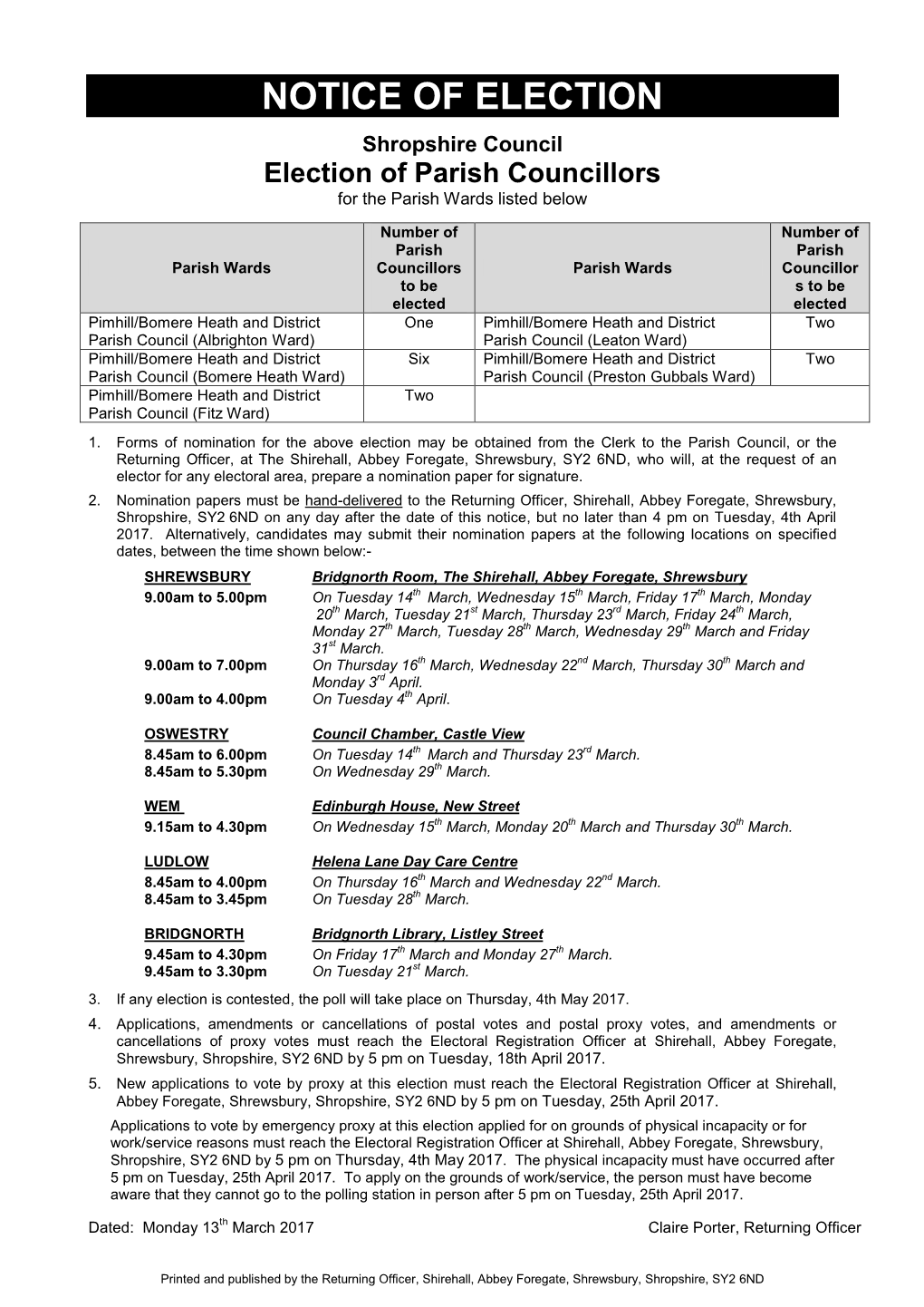 Notice of Election Double Column