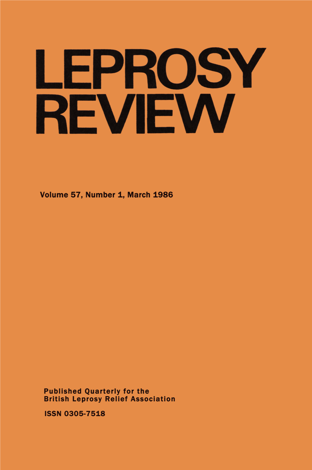 Volume 57, Number 1, March 1986 Published Quarterly for the British