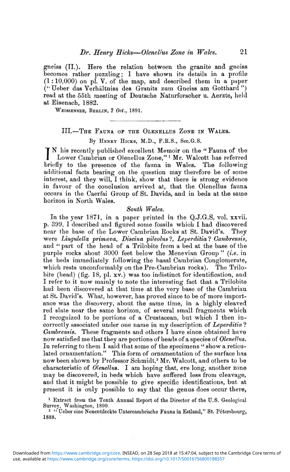 The Fauna of the Olenellus Zone in Wales