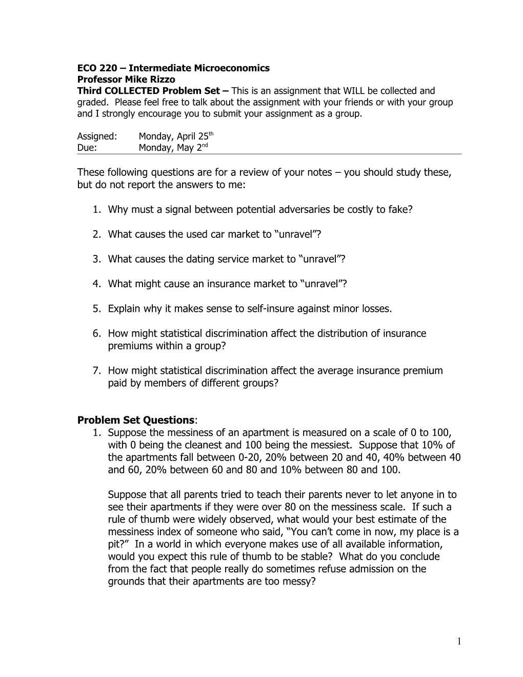 ECO 110 Introduction to Economics