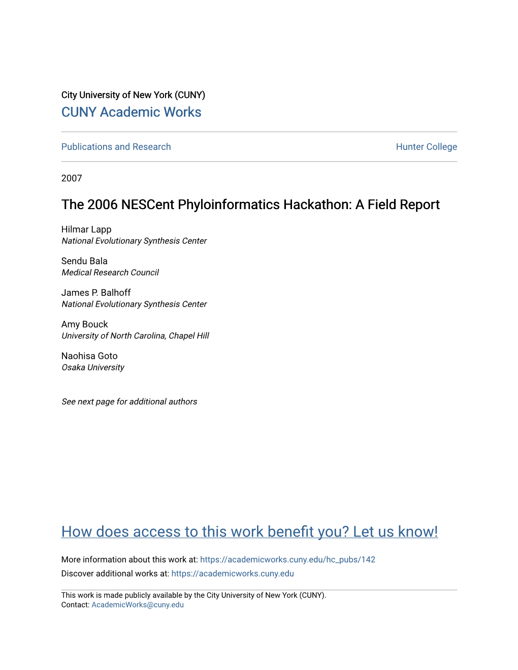 The 2006 Nescent Phyloinformatics Hackathon: a Field Report