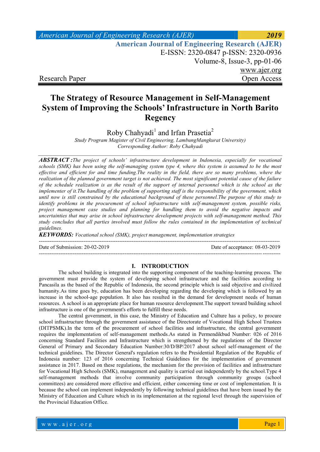 The Strategy of Resource Management in Self-Management System of Improving the Schools’ Infrastructure in North Barito Regency