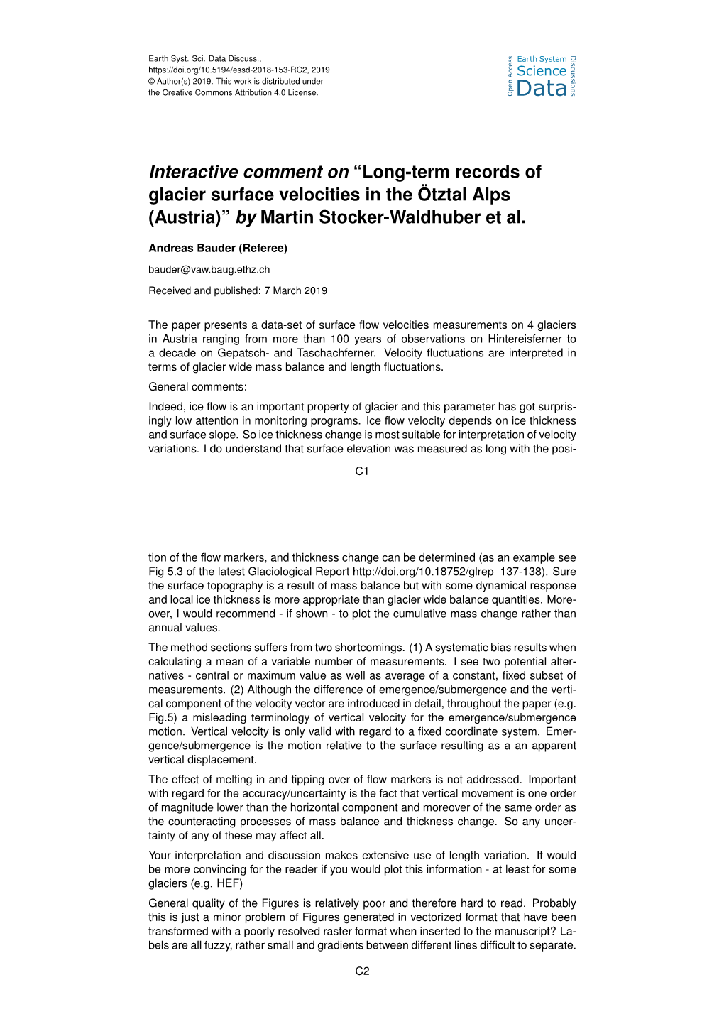 Long-Term Records of Glacier Surface Velocities in the Ötztal Alps (Austria)” by Martin Stocker-Waldhuber Et Al