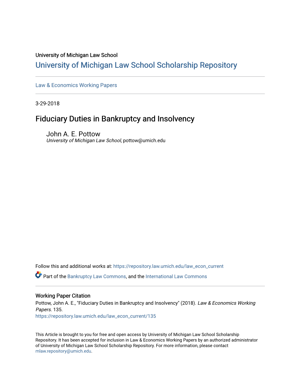 Fiduciary Duties in Bankruptcy and Insolvency