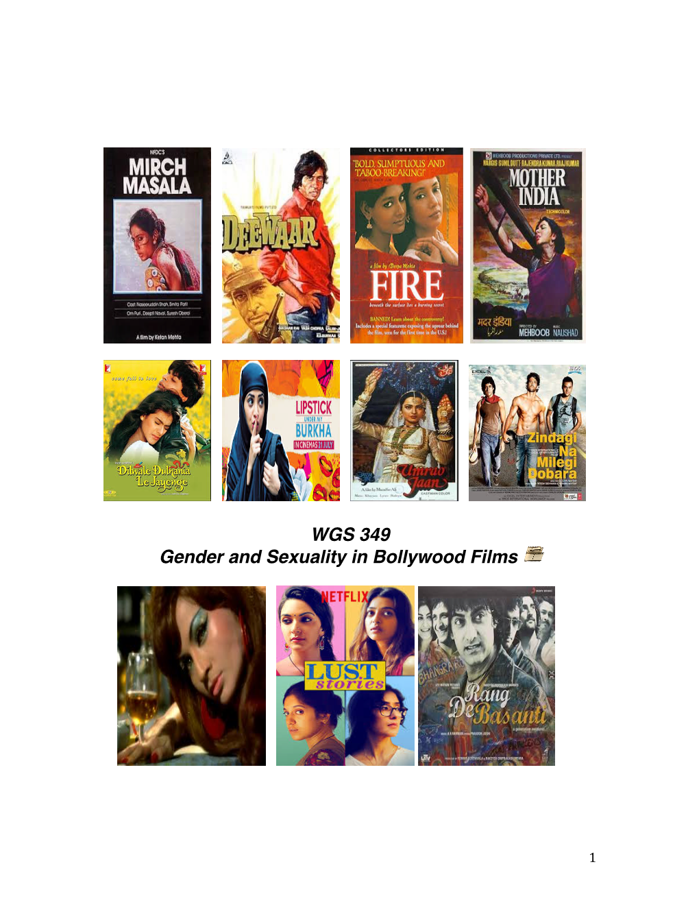 WGS 349 Gender and Sexuality in Bollywood Films�