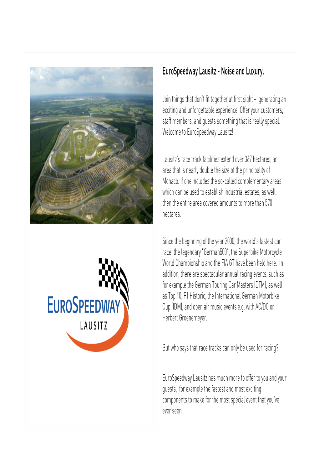 Eurospeedway Lausitz - Noise and Luxury