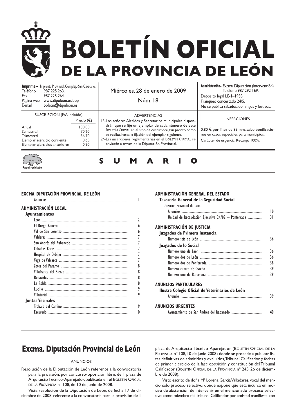 Boletín Oficial De La Provincia De León