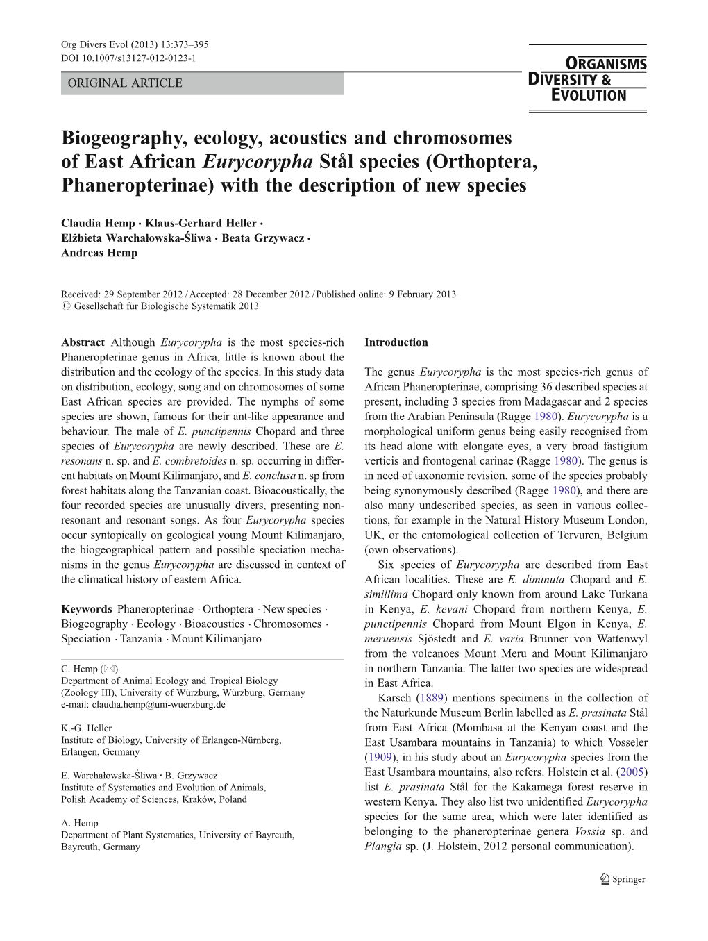 Orthoptera, Phaneropterinae) with the Description of New Species