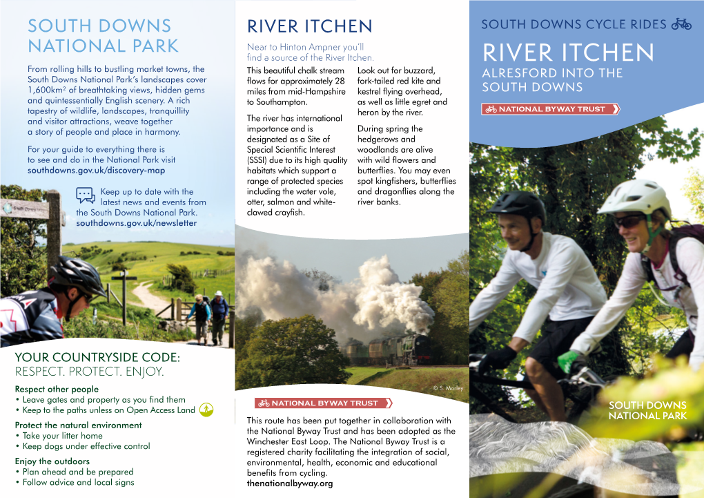 RIVER ITCHEN SOUTH DOWNS CYCLE RIDES NATIONAL PARK Near to Hinton Ampner You’Ll Find a Source of the River Itchen