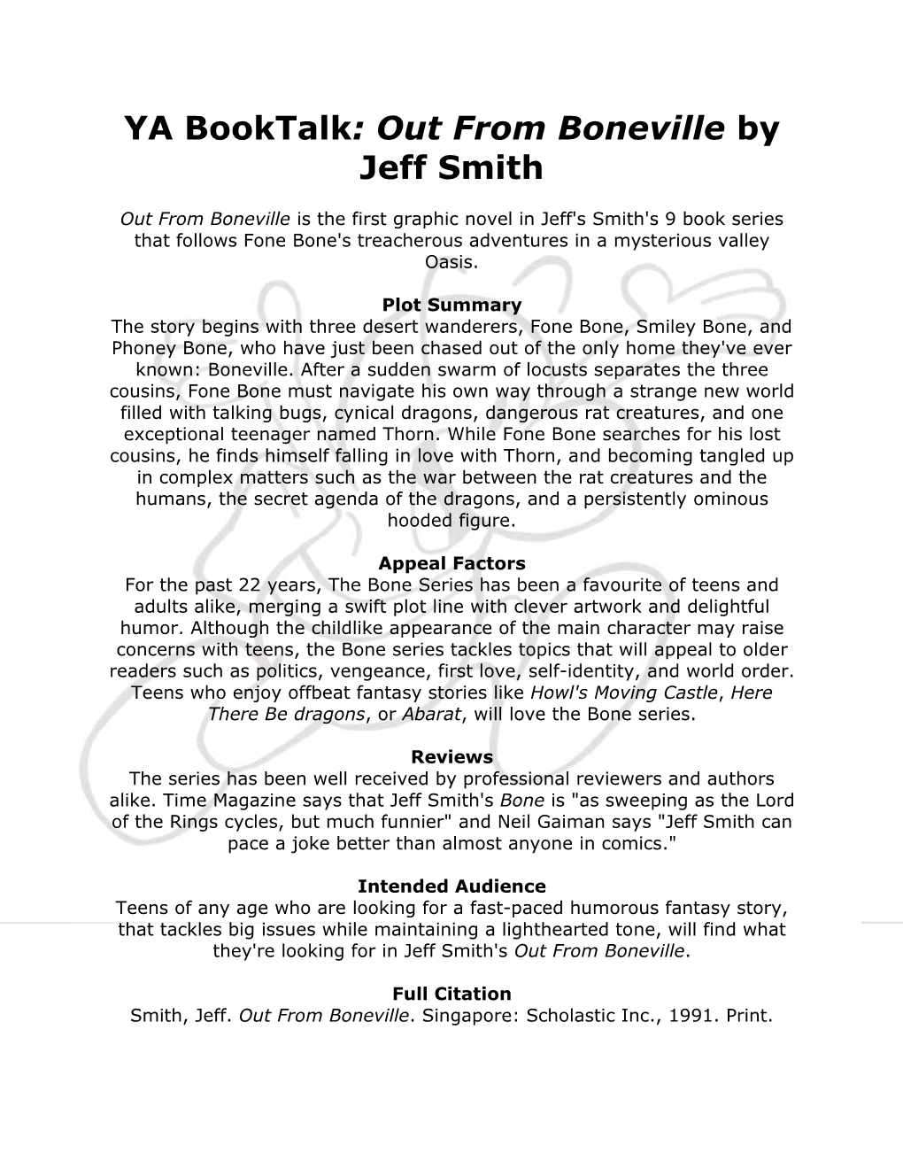 YA Booktalk: out from Boneville by Jeff Smith