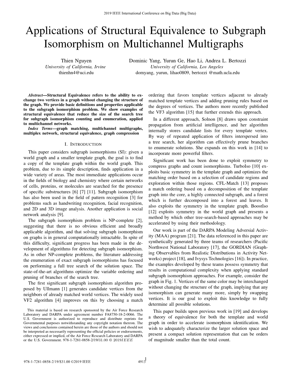 Applications of Structural Equivalence to Subgraph Isomorphism on Multichannel Multigraphs
