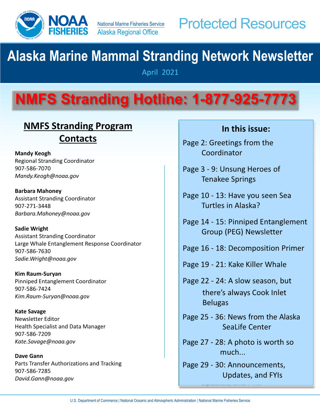 Alaska Marine Mammal Stranding Network Newsletter April 2021