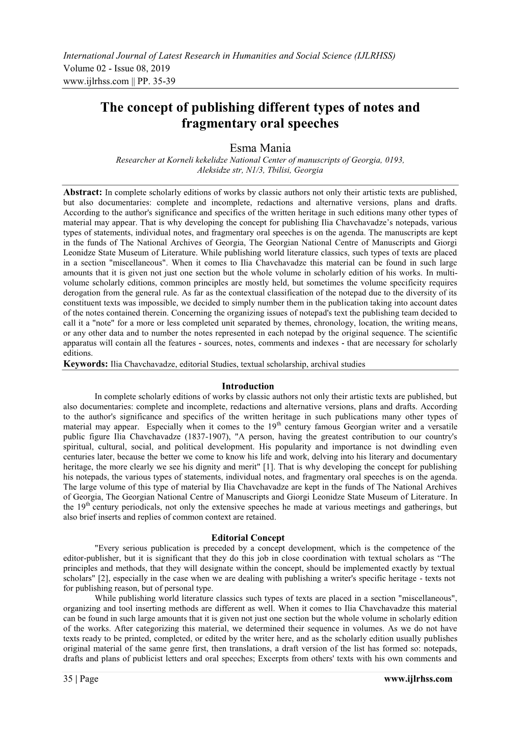 The Concept of Publishing Different Types of Notes and Fragmentary Oral Speeches