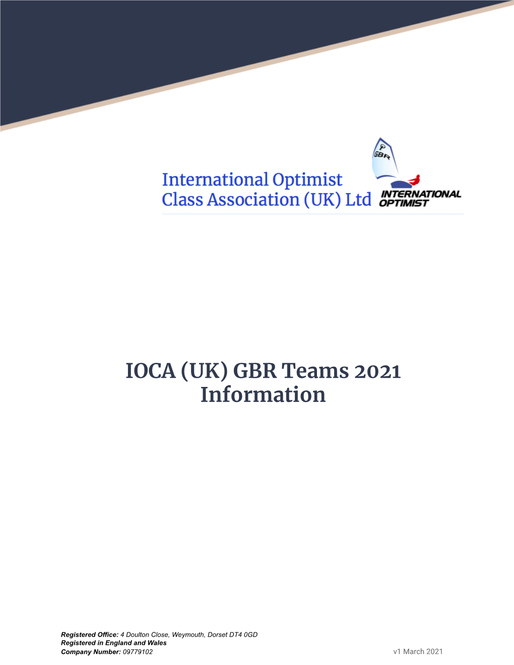 IOCA (UK) GBR Teams 2021 Information