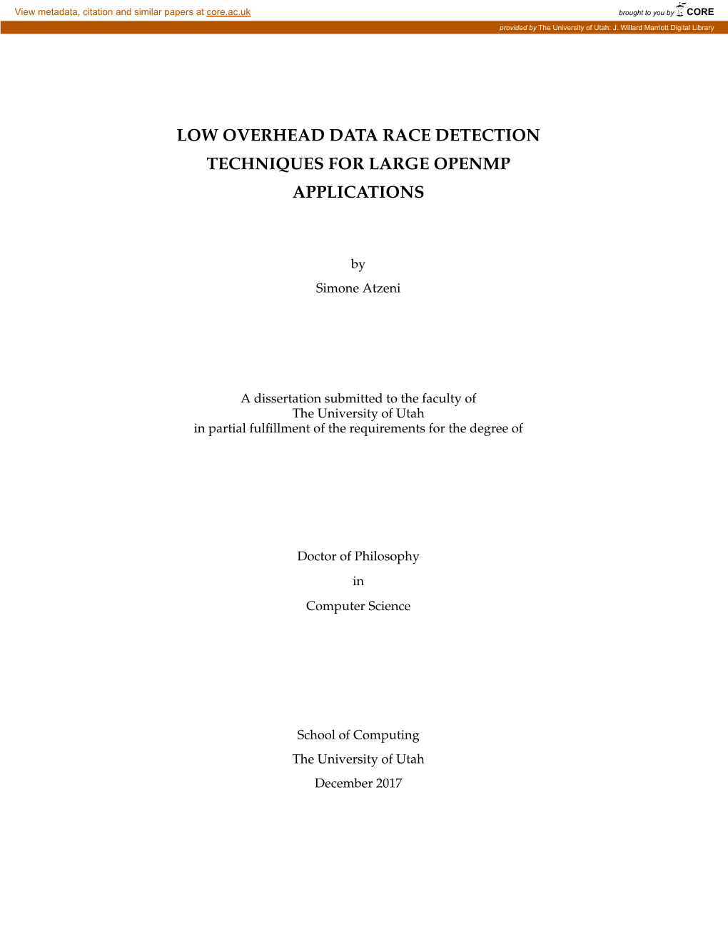 Low Overhead Data Race Detection Techniques for Large Openmp Applications