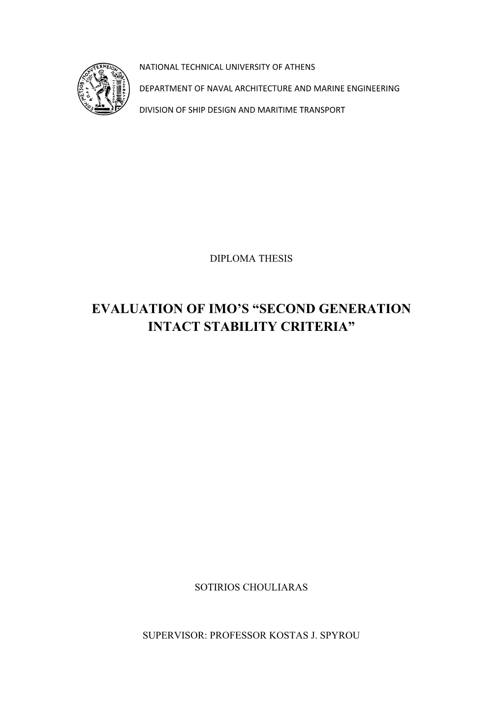 Second Generation Intact Stability Criteria”