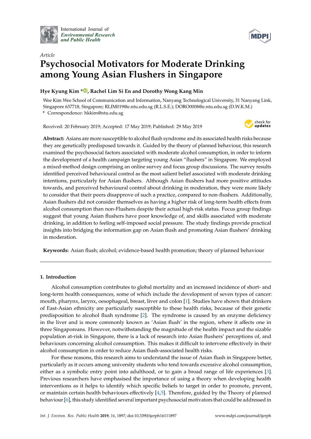 Psychosocial Motivators for Moderate Drinking Among Young Asian Flushers in Singapore