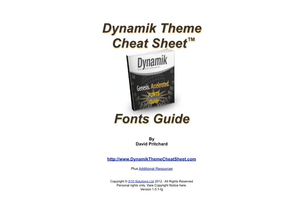 Dynamik Theme Cheat Sheet™ Fonts Guide