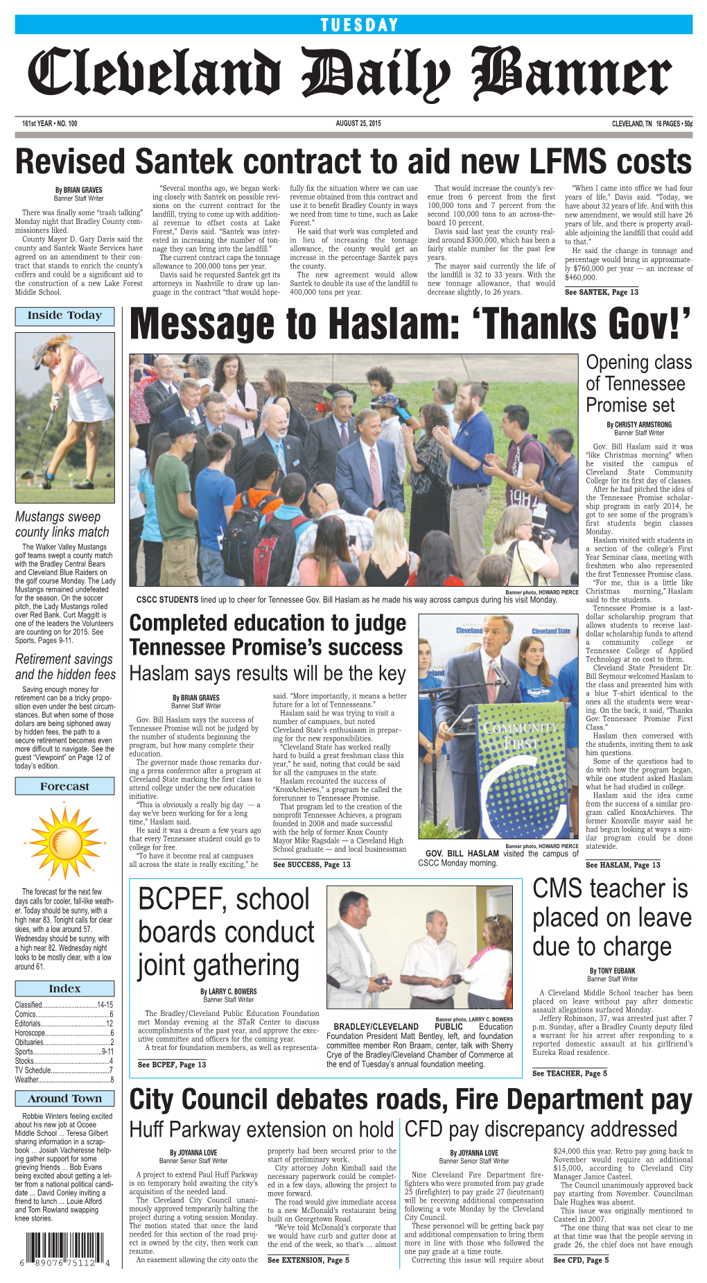 Message to Haslam: 'Thanks Gov!'