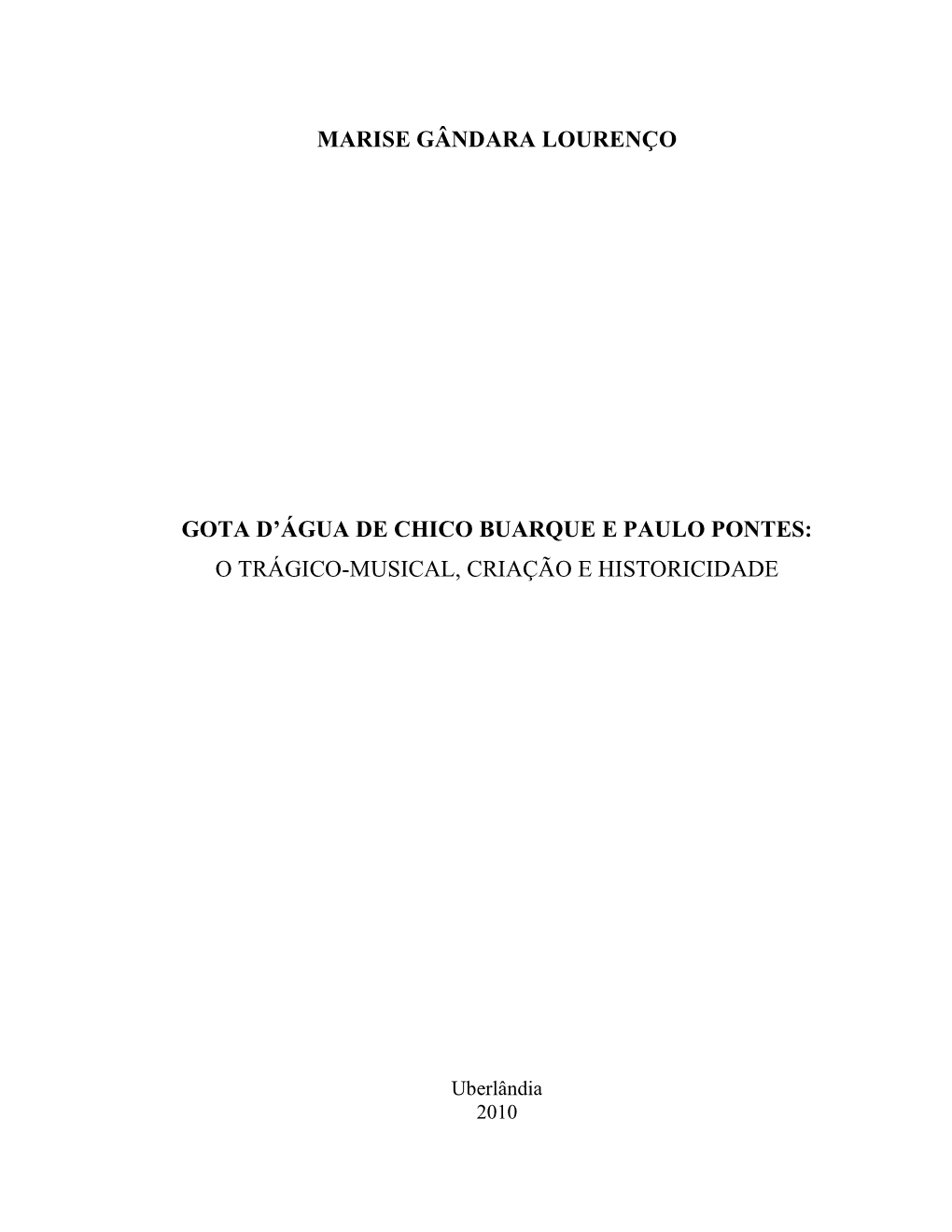 Marise Gândara Lourenço Gota D'água De Chico