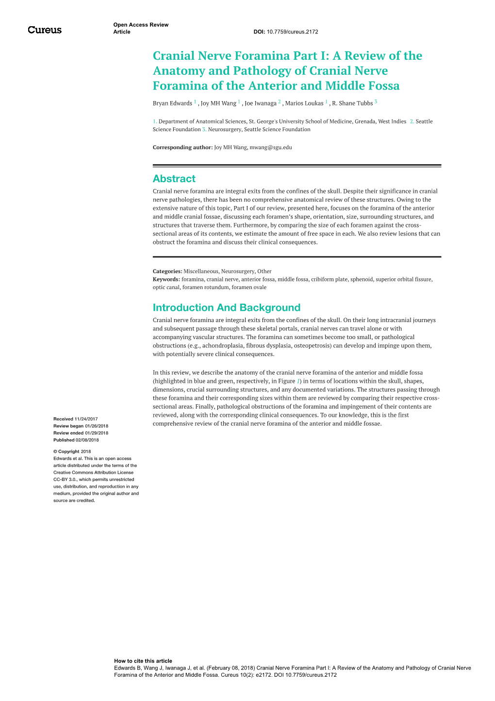 Cranial Nerve Foramina Part I: a Review of the Anatomy and Pathology of Cranial Nerve Foramina of the Anterior and Middle Fossa