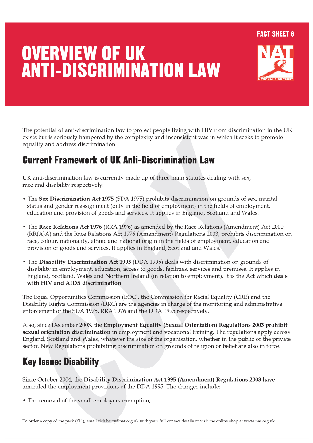 Overview of Uk Anti-Discrimination Law