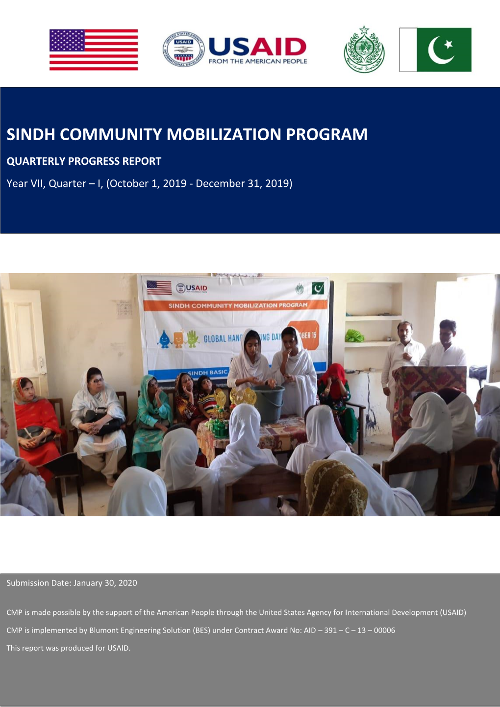 SINDH COMMUNITY MOBILIZATION PROGRAM QUARTERLY PROGRESS REPORT Year VII, Quarter – I, (October 1, 2019 - December 31, 2019)