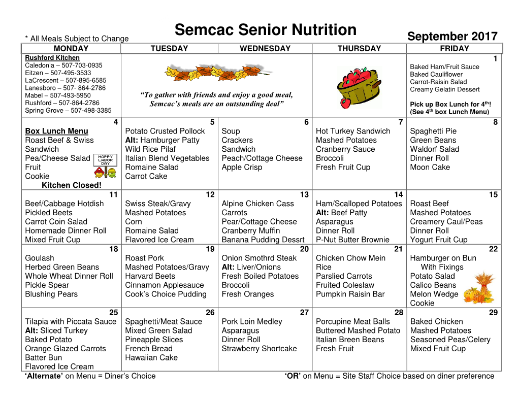 Semcac Senior Nutrition