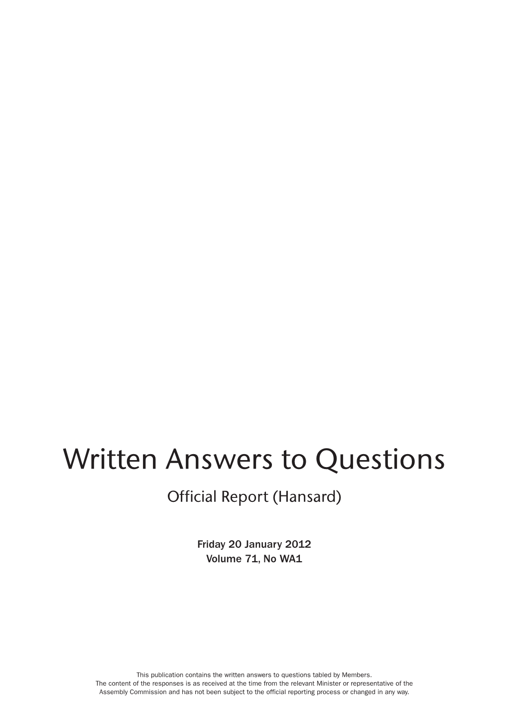 Revised Written Answers