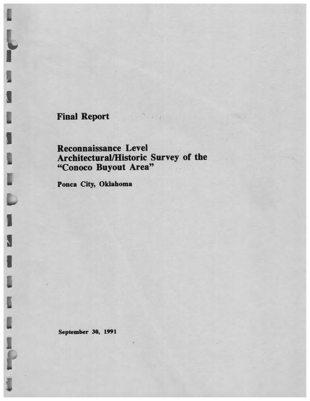 Final Report Reconnaissance Level Architectural/Historic Survey Of