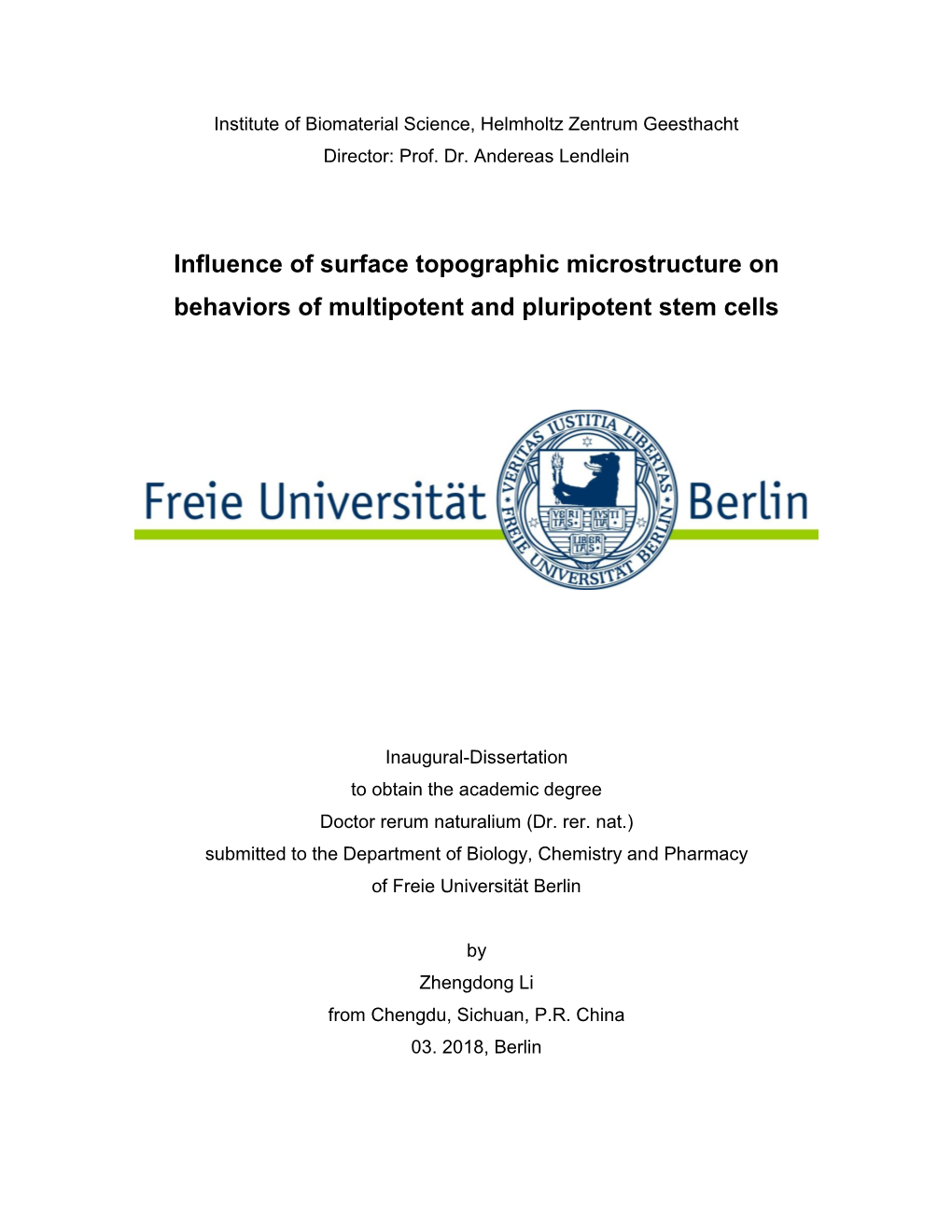 Influence of Surface Topographic Microstructure on Behaviors of Multipotent and Pluripotent Stem Cells