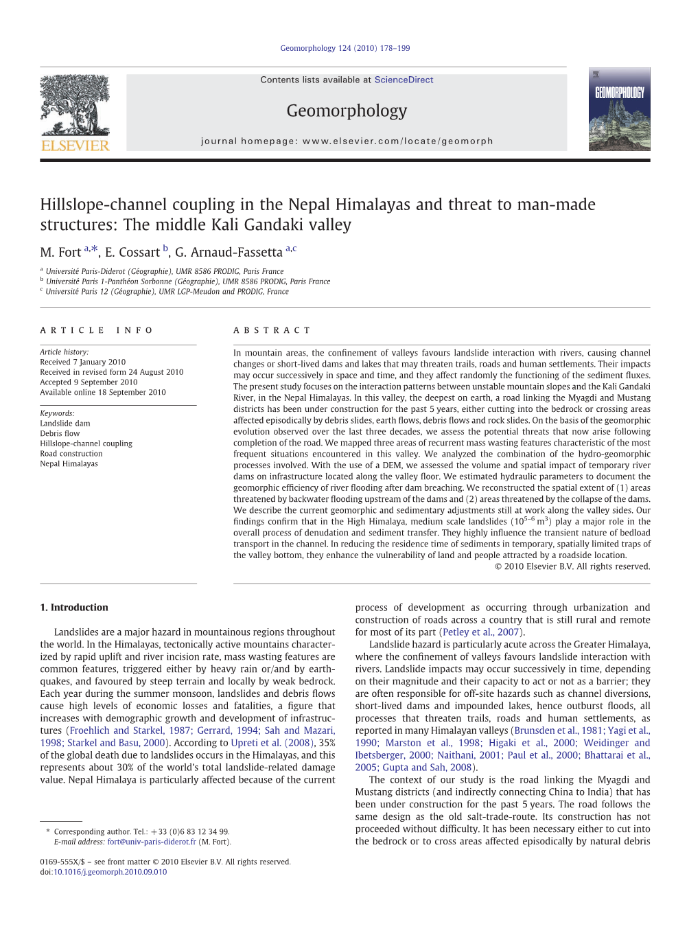 Hillslope-Channel Coupling in the Nepal Himalayas and Threat to Man-Made Structures: the Middle Kali Gandaki Valley